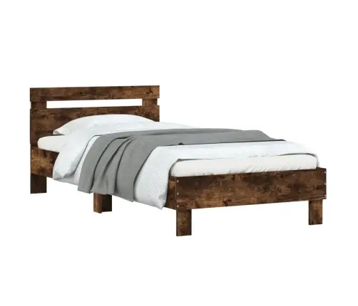 Gultas Rāmis Ar Galvgali Un Led, Koka Krāsa, 100X200 Cm Vidaxl