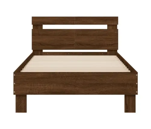 Gultas Rāmis Ar Galvgali Un Led, Brūna Koka Krāsa, 100X200 Cm Vidaxl