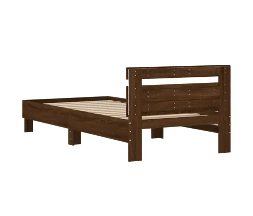 Gultas Rāmis Ar Galvgali Un Led, Brūna Koka Krāsa, 100X200 Cm Vidaxl