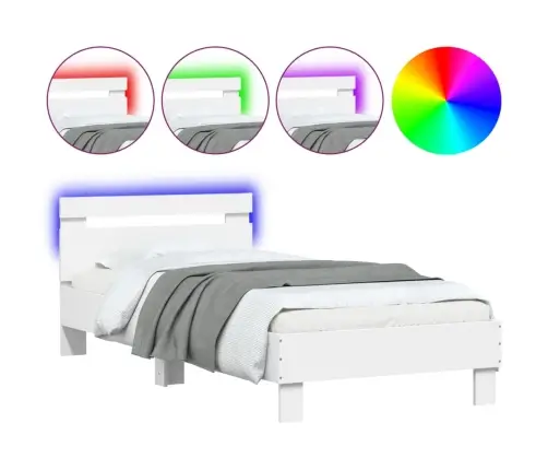 Lovos Rėmas Su Galvūgaliu Ir Led Lemputėmis, Baltas, 90X200Cm