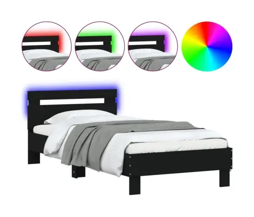 Voodiraam Peatsi Ja Led-Tuledega, Must, 90 X 200 Cm