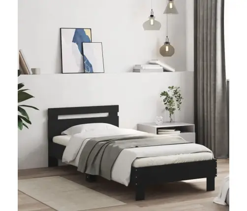 Voodiraam Peatsi Ja Led-Tuledega, Must, 90 X 200 Cm