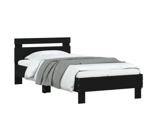 Voodiraam Peatsi Ja Led-Tuledega, Must, 90 X 200 Cm