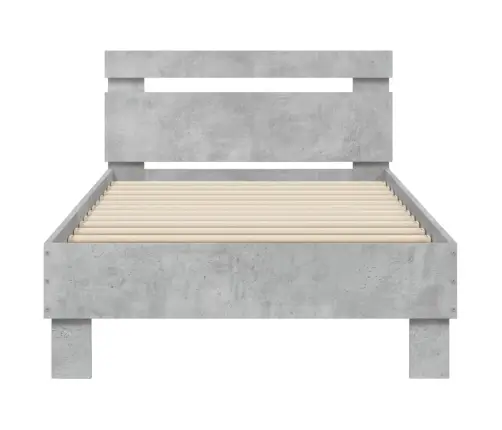 Gultas Rāmis Ar Galvgali Un Led, Betona Pelēks, 90X200 Cm Vidaxl