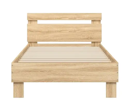 Gultas Rāmis Ar Galvgali Un Led, Koka Krāsa, 90X190 Cm Vidaxl