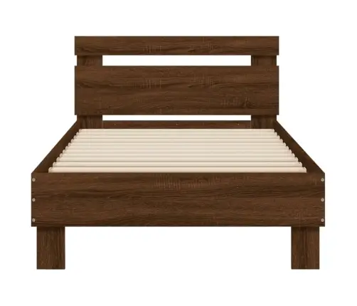 Gultas Rāmis Ar Galvgali Un Led, Brūna Koka Krāsa, 90X190 Cm Vidaxl