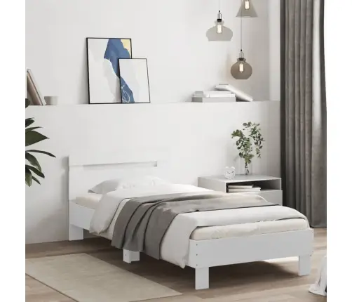 Voodiraam Peatsi Ja Led-Tuledega,Valge , 75X190 Cm