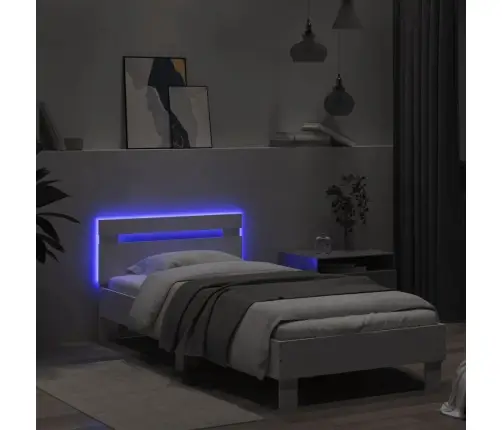 Voodiraam Peatsi Ja Led-Tuledega,Valge , 75X190 Cm