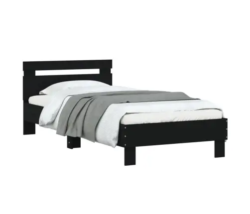 Gultas Rāmis Ar Galvgali Un Led, Melns, 75X190 Cm Vidaxl