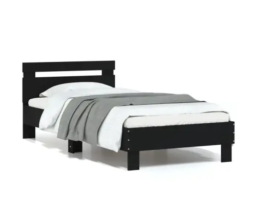 Gultas Rāmis Ar Galvgali Un Led, Melns, 75X190 Cm Vidaxl