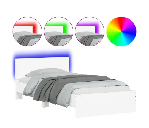 Gultas Rāmis Ar Galvgali Un Led, Balts, 100X200 Cm Vidaxl