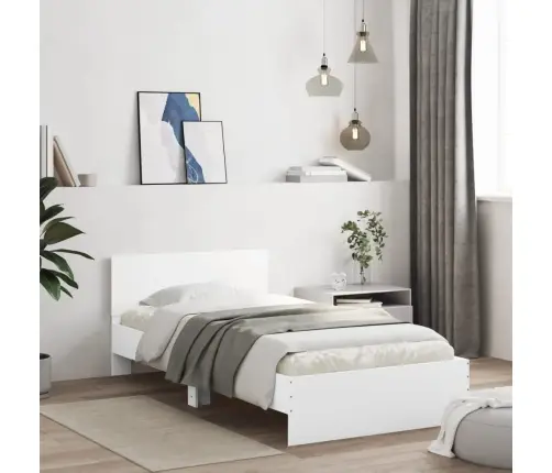 Gultas Rāmis Ar Galvgali Un Led, Balts, 100X200 Cm Vidaxl