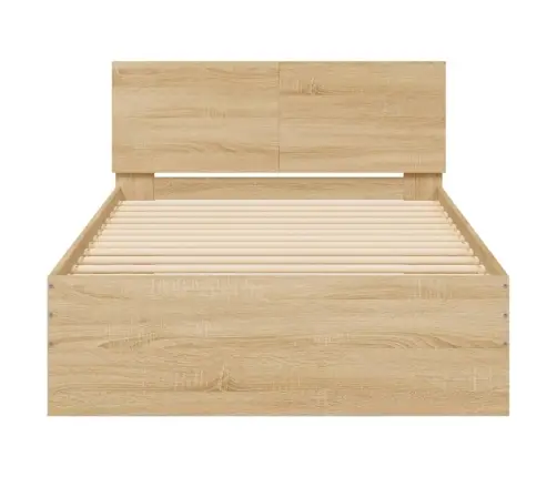 Gultas Rāmis Ar Galvgali Un Led, Koka Krāsa, 100X200 Cm Vidaxl