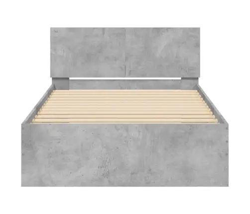 Gultas Rāmis Ar Galvgali Un Led, Betona Pelēks, 100X200 Cm Vidaxl