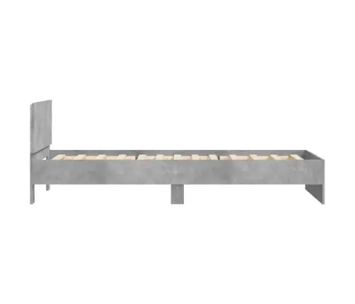 Gultas Rāmis Ar Galvgali Un Led, Betona Pelēks, 100X200 Cm Vidaxl