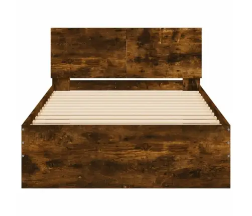 Voodiraam Peatsi Ja Led-Tuledega,Suitsutatud Tamm, 100X200 Cm