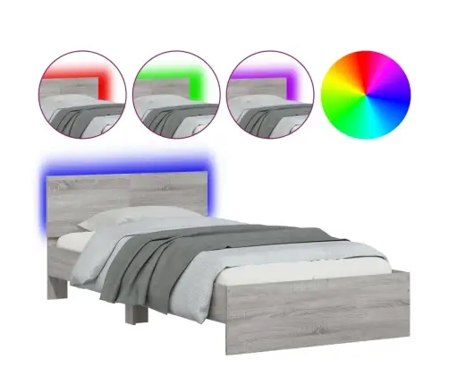 Gultas Rāmis Ar Galvgali Un Led, Pelēka Ozola, 100X200 Cm Vidaxl Gultas Rāmis Ar Galvgali Un Led, Pelēka Ozola, 100X200 Cm Vidaxl