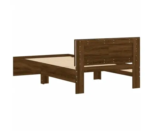 Gultas Rāmis Ar Galvgali Un Led, Brūna Koka Krāsa, 100X200 Cm Vidaxl