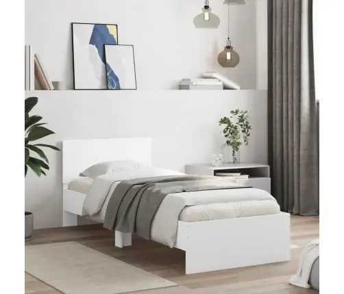 Lovos Rėmas Su Galvūgaliu Ir Led Lemputėmis, Baltas, 90X190Cm