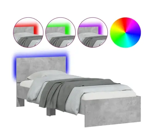Gultas Rāmis Ar Galvgali Un Led, Betona Pelēks, 90X190 Cm Vidaxl Gultas Rāmis Ar Galvgali Un Led, Betona Pelēks, 90X190 Cm Vidaxl