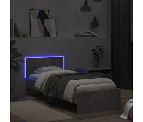 Gultas Rāmis Ar Galvgali Un Led, Betona Pelēks, 90X190 Cm Vidaxl Gultas Rāmis Ar Galvgali Un Led, Betona Pelēks, 90X190 Cm Vidaxl
