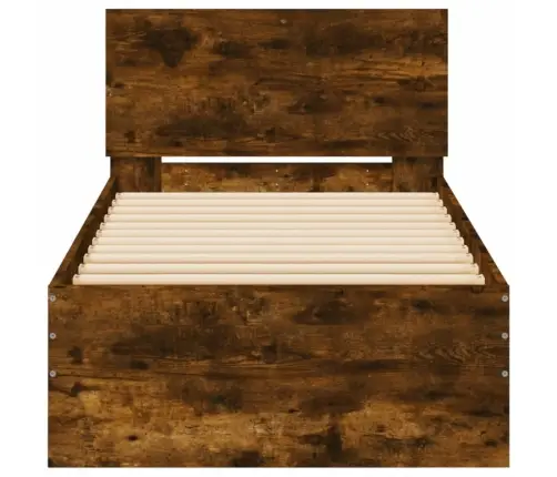 Gultas Rāmis Ar Galvgali Un Led, Koka Krāsa, 90X190 Cm Vidaxl