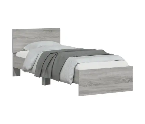 Lovos Rėmas Su Galvūgaliu Ir Led Lemputėmis, Pilkas, 90X190Cm