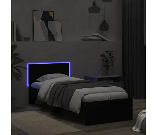 Voodiraam Peatsi Ja Led-Tuledega, Must, 75X190 Cm