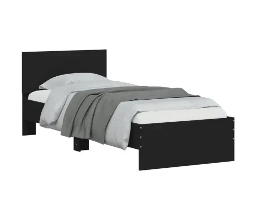 Voodiraam Peatsi Ja Led-Tuledega, Must, 75X190 Cm