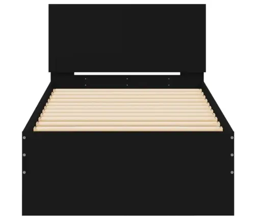 Voodiraam Peatsi Ja Led-Tuledega, Must, 75X190 Cm