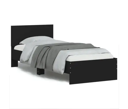 Voodiraam Peatsi Ja Led-Tuledega, Must, 75X190 Cm