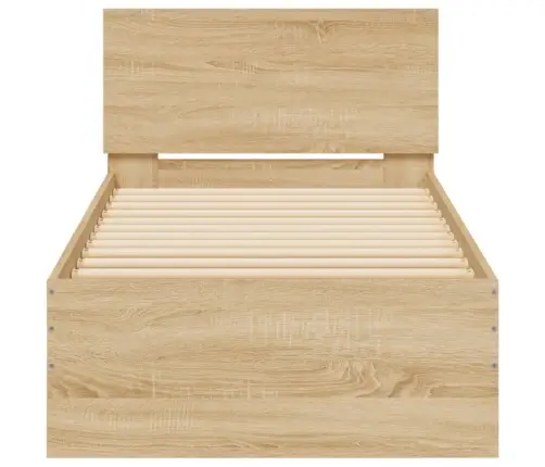 Gultas Rāmis Ar Galvgali Un Led, Koka Krāsa, 75X190 Cm Vidaxl