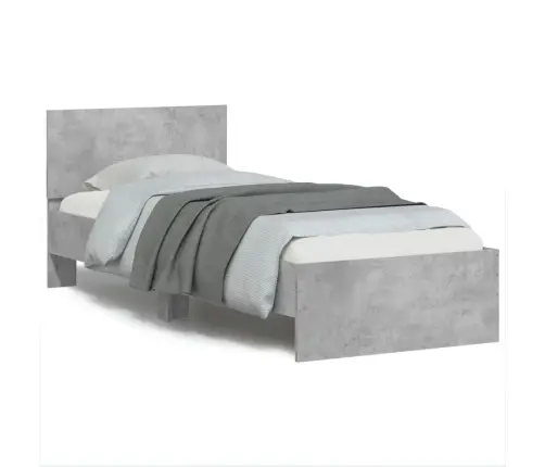 Lovos Rėmas Su Galvūgaliu Ir Led Lemputėmis, Betono, 75X190Cm