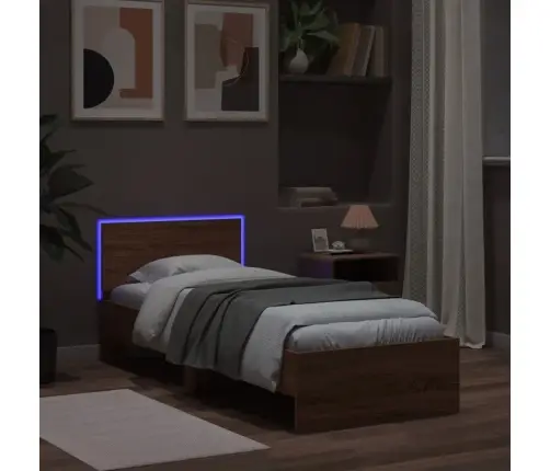 Lovos Rėmas Su Galvūgaliu Ir Led Lemputėmis, Rudas, 75X190Cm