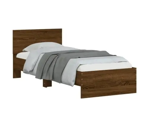 Lovos Rėmas Su Galvūgaliu Ir Led Lemputėmis, Rudas, 75X190Cm