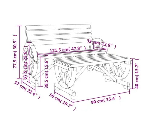 2-Daļīgs Dārza Atpūtas Mēbeļu Komplekts, Egles Masīvkoks Vidaxl