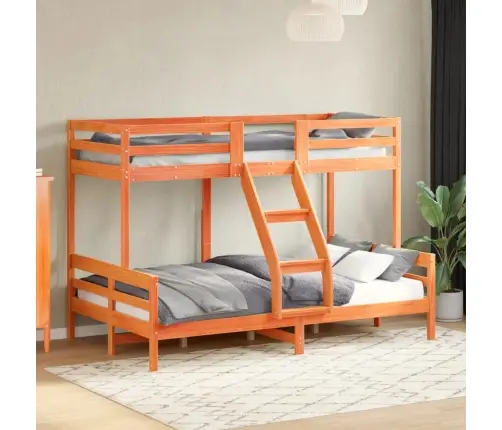 Divstāvu Gulta, 80X200/120X200 Cm, Vaska Brūna, Priedes Koks Vidaxl