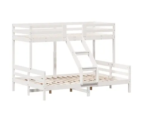 Divstāvu Gulta, 80X200/140X200 Cm, Balta, Priedes Masīvkoks Vidaxl