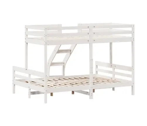 Divstāvu Gulta, 80X200/140X200 Cm, Balta, Priedes Masīvkoks Vidaxl