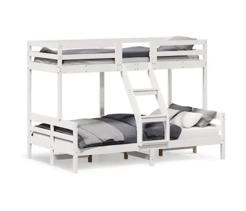 Divstāvu Gulta, 90X200/120X200 Cm, Balta, Priedes Masīvkoks Vidaxl