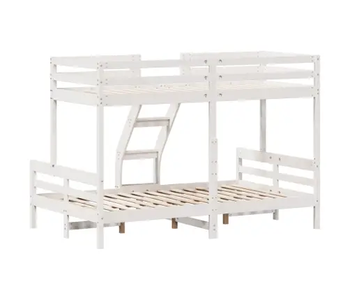 Divstāvu Gulta, 90X200/120X200 Cm, Balta, Priedes Masīvkoks Vidaxl