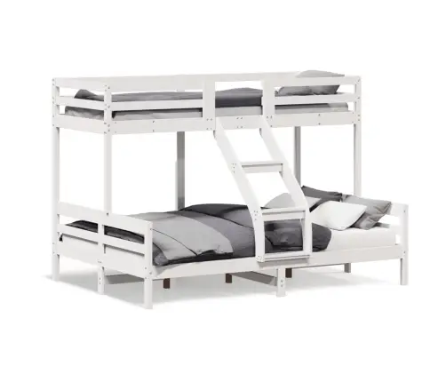 Dviaukštė Lova, 90X200/140X200cm Balta, Pušies Masyvas