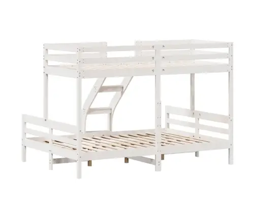 Dviaukštė Lova, 90X200/140X200cm Balta, Pušies Masyvas