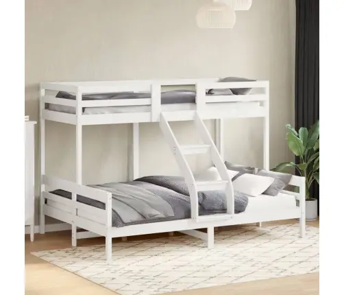 Dviaukštė Lova, 90X200/140X200cm Balta, Pušies Masyvas