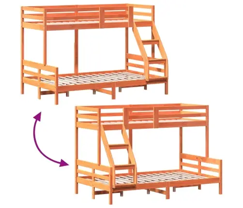 Dviaukštė Lova, 80X200/120X200cm Vaško Ruda, Pušies Masyvas