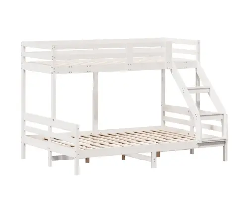 Divstāvu Gulta, 80X200/140X200 Cm, Balta, Priedes Masīvkoks Vidaxl