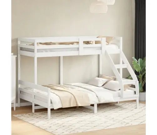 Divstāvu Gulta, 80X200/140X200 Cm, Balta, Priedes Masīvkoks Vidaxl