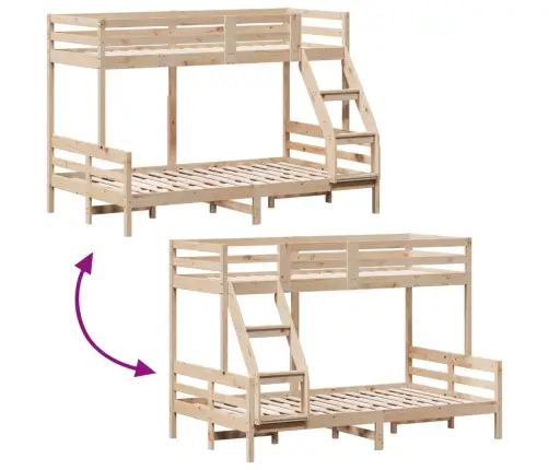 Divstāvu Gulta, 90X200/120X200 Cm, Priedes Masīvkoks Vidaxl