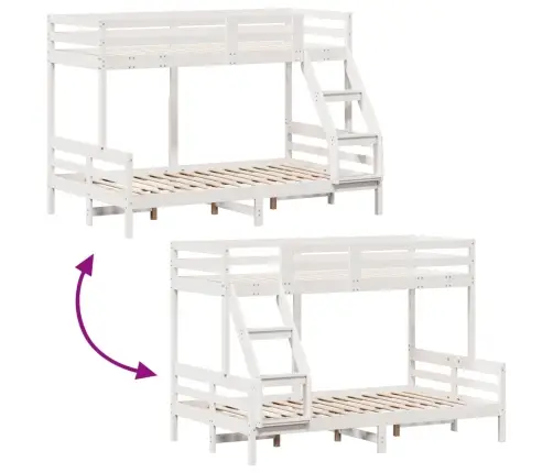 Divstāvu Gulta, 90X200/120X200 Cm, Balta, Priedes Masīvkoks Vidaxl Divstāvu Gulta, 90X200/120X200 Cm, Balta, Priedes Masīvkoks Vidaxl