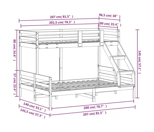 Narivoodi, 90X200/140X200 cm Männipuit